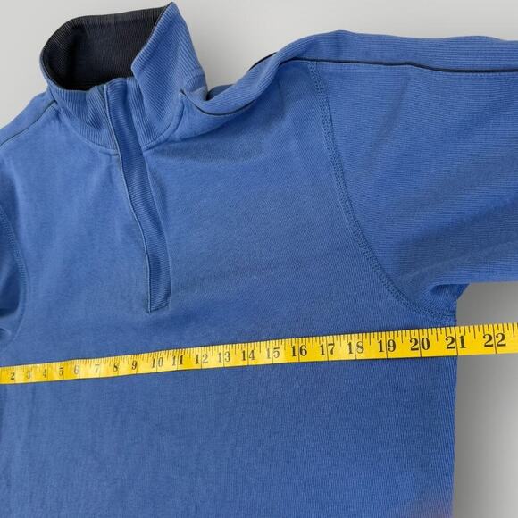 Roundtree & Yorke Long Sleeves 1/4 Zip Pullover Sweatshirt Cotton Size M Blue - Picture 9 of 11